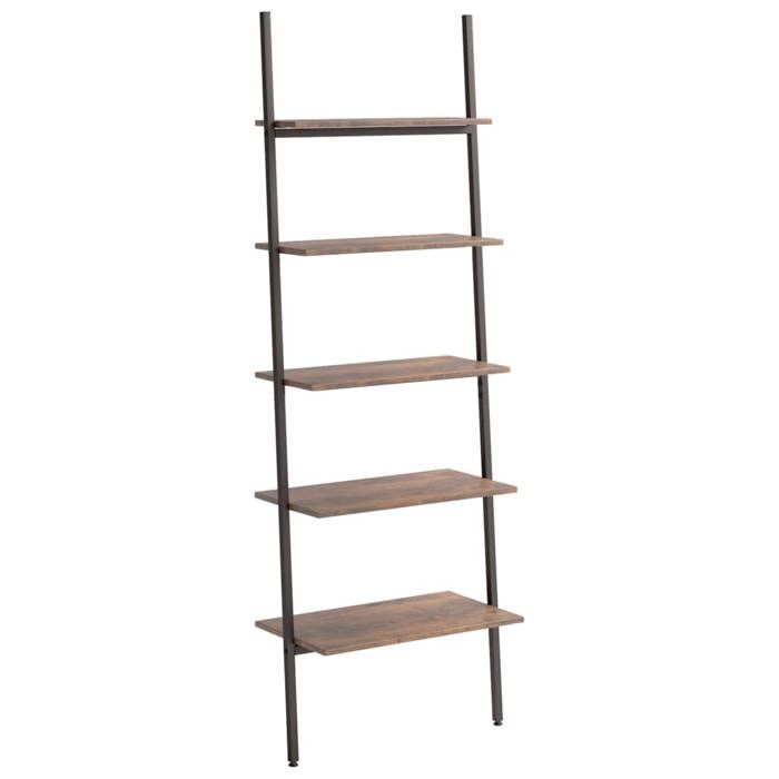 VidaXL Étagère inclinée à 5 niveaux Marron foncé et noir 64x34x185,5cm 336377