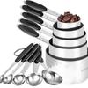 10-Piece Stainless Steel Measuring Cups and Spoons Set for Coffee, Seasoning, and Baking.
