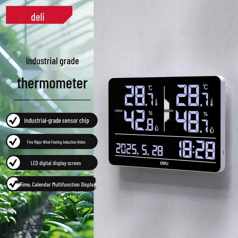 Deli Smart Indoor Outdoor Thermohygrometer with Wireless Probe