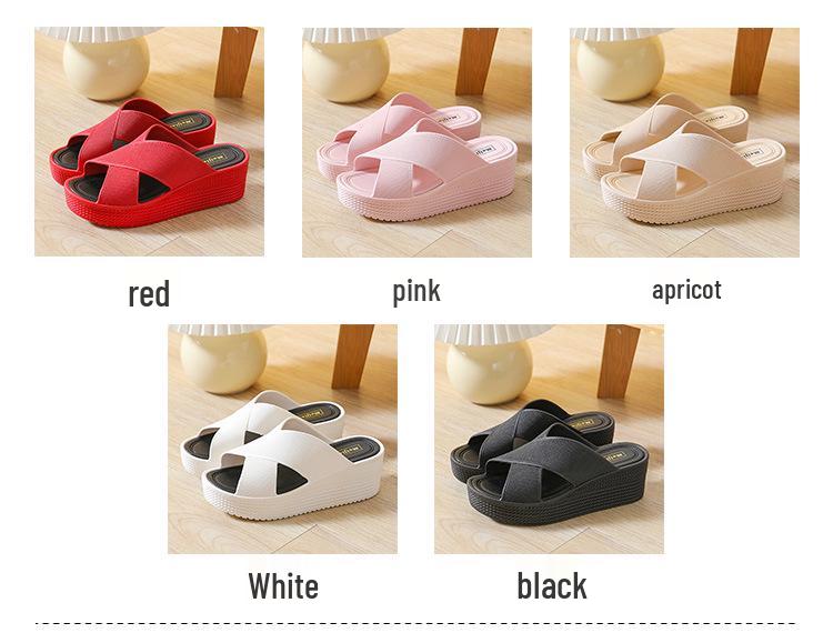 Sommer-Sandalen für Damen mit Keilabsatz: Dicke Sohle, Kreuzriemen, Rutschfest, Vielseitig für Zuhause oder Strand.