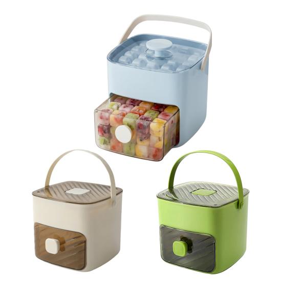 48 Cube Ice Maker with Easy Push Release Lid Ice Bin Built-in Storage Box Ice Cube Tray for Whiskey Cocktails Coffee Beverages