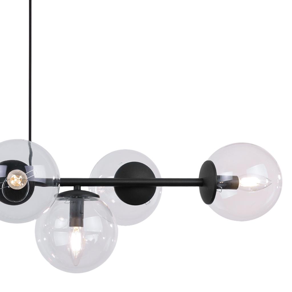 Siena Black Hanging Lamp 8-Flat Clear Lamp E14