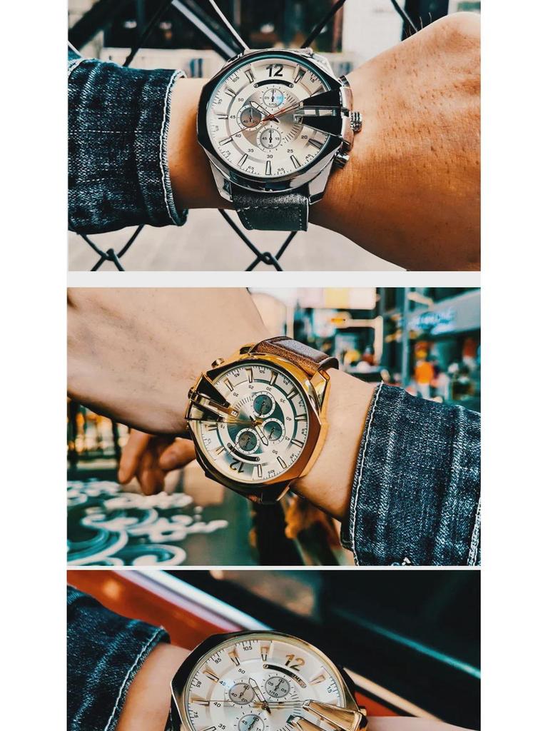 AMBER TIME  腕時計 Amber Time Quartz Men's Watch: Blue Light Gold, Waterproof