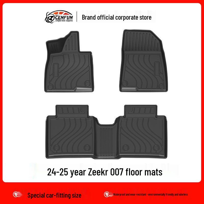 Geely ZEEKR 007GT TPE Eco-Friendly Foot Mats & Trunk Mat with Carbon Fiber Texture & Galaxy Carpet Backrest Pad, Suitable for 25 Years.