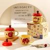 Cute Apple Ceramic Cup with Lid Spoon Gift Box Creative Household Water Cup for Girls Super Cute Souvenir Gift Cup