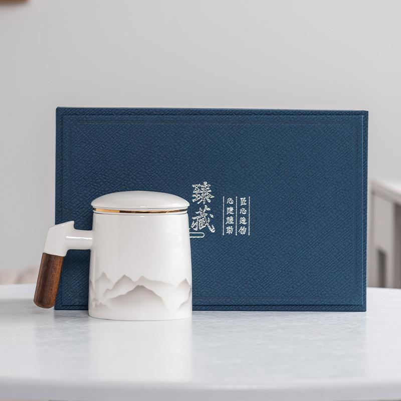 Teacup Tea Separation Cup Ceramic Cup High Value Tea Cup Office Mug with Lid Festival Gift