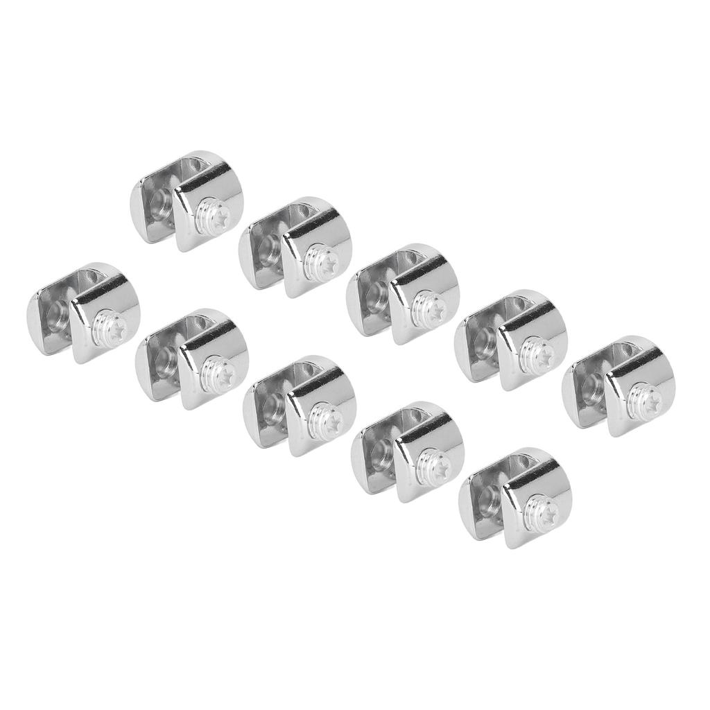 10pcs Glass Plate Fixing Clamp Zinc Alloy Board Fixing Clip for 6‑8mm Glass Wooden Boards