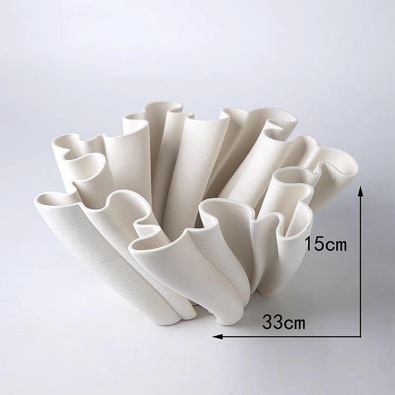 Modern Creative 3D Printing Folded Ceramic Vase Decoration Home Entrance Table Furnishing Crafts Sample Room Desktop Ornaments
