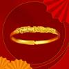 Vietnamese Gold-plated Peacock Bracelet for Women, Vintage Style with Dragon and Phoenix Motifs, Inlaid with Peonies, Gold-plated Copper Noble Lady