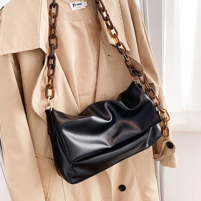 Fashion Designer Bags Luxury Thick Chains Women Shoulder Bags Black Leather Messenger Bag Female Handbags Large Capacity Totes