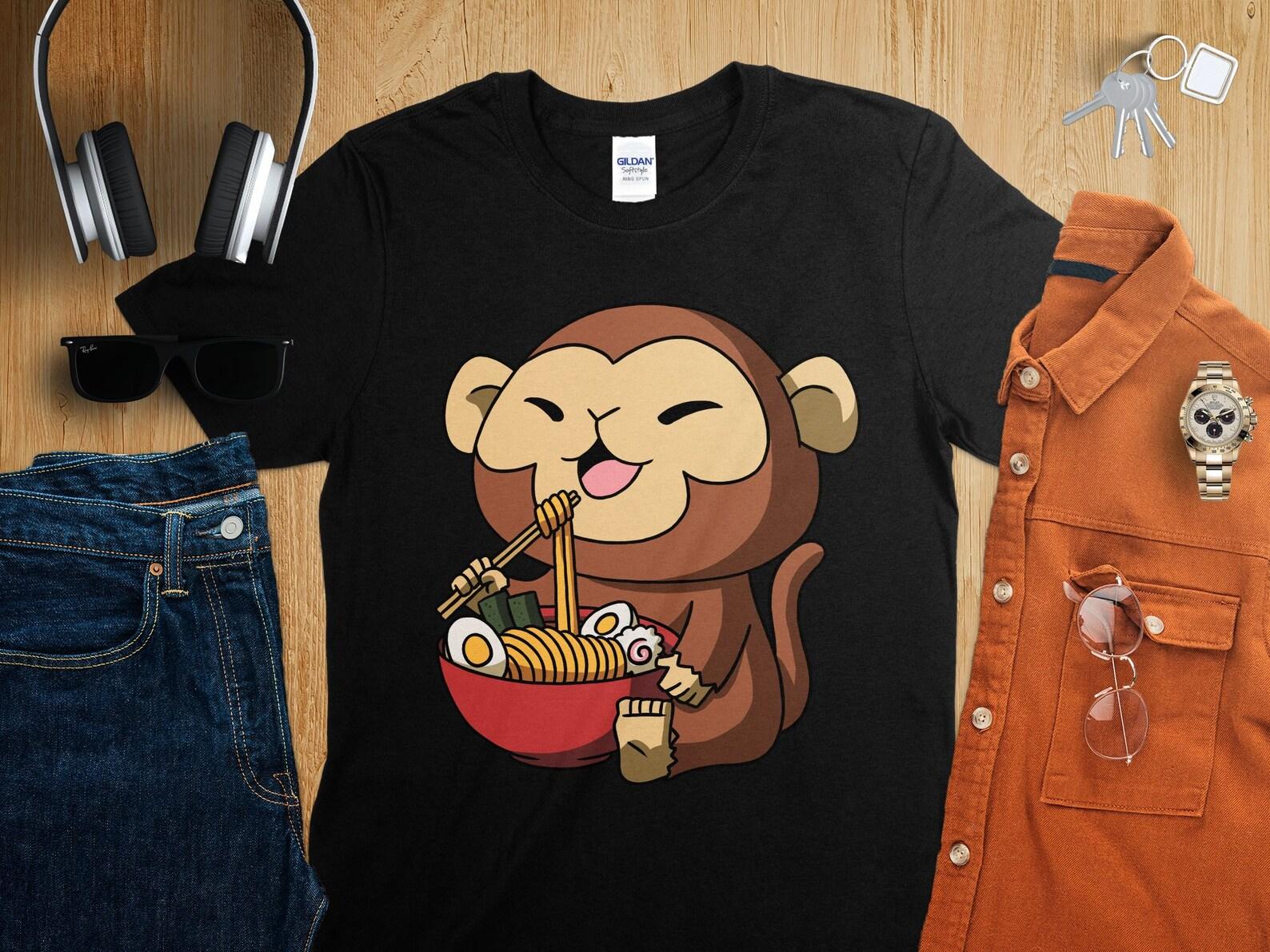 Kawaii Anime Year of the Monkey Asian Noodles Japanese Ramen Shirt, Anime Shirt, Ramen T-Shirt, Japan Art XL