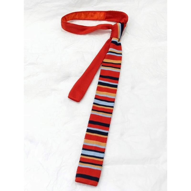 Teens Knit Necktie Women British Style Striped Necktie Uniform Self Tie Necktie