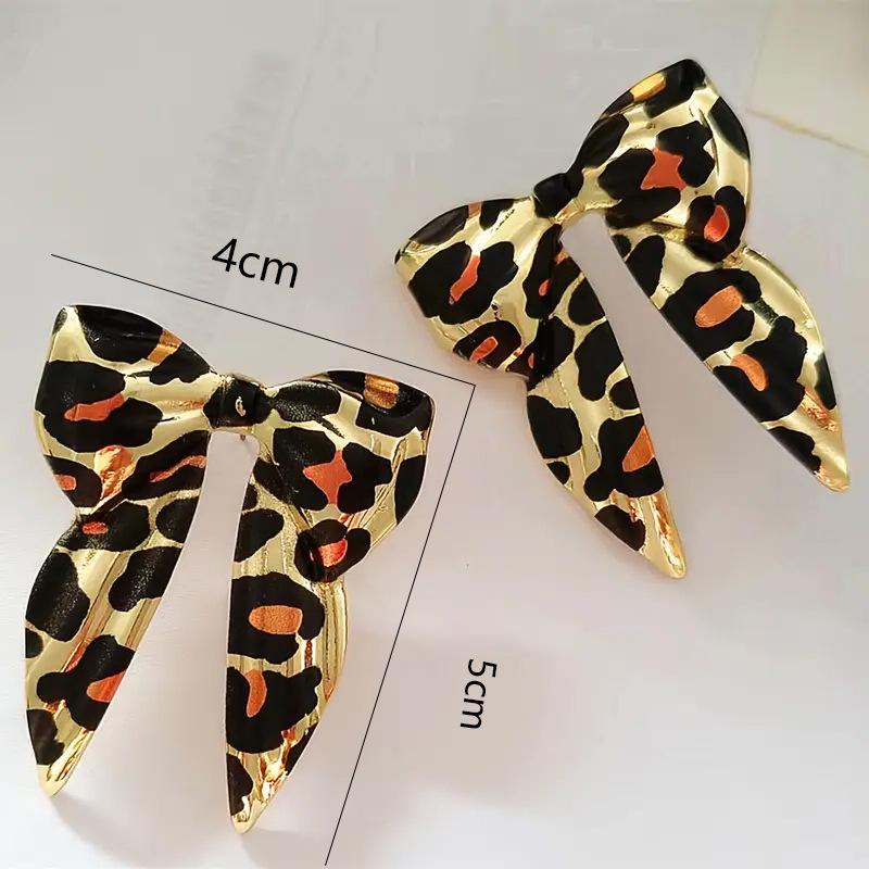Leopard Print Vintage Bow Stud Earrings – 2025 New Advanced Charm
