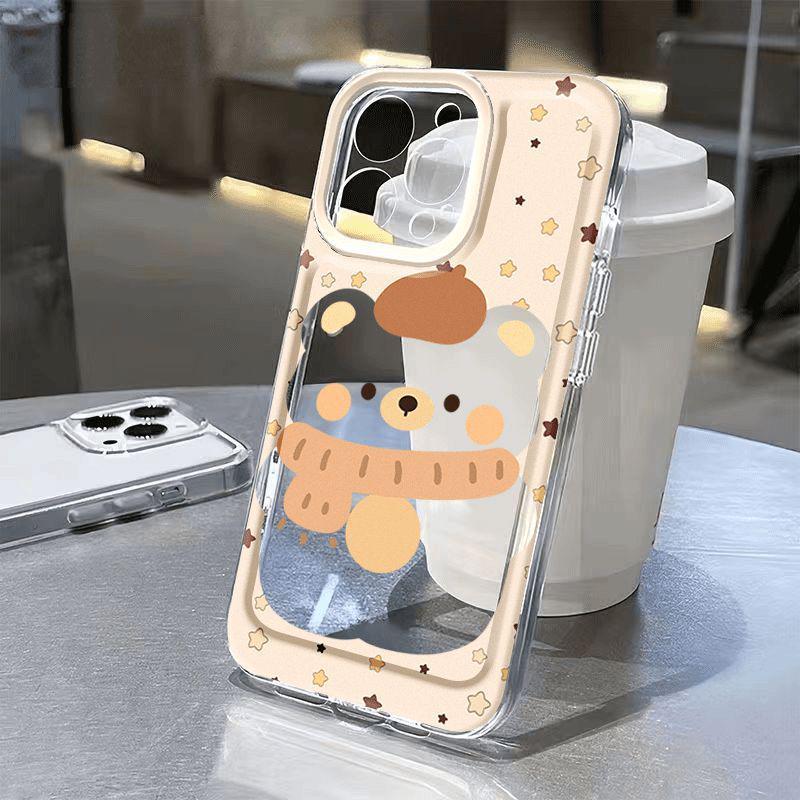 Scarf Bear Soft Case for Apple 17/16 Pro Max with Precise Hole for 13/14/15 Cartoon Design