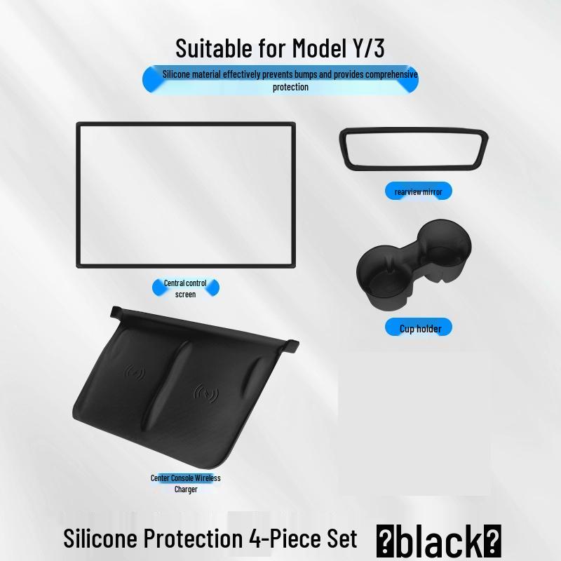 Tesla Model 3/Y Cup Holder Charger & Gear Shift Silicone Cover