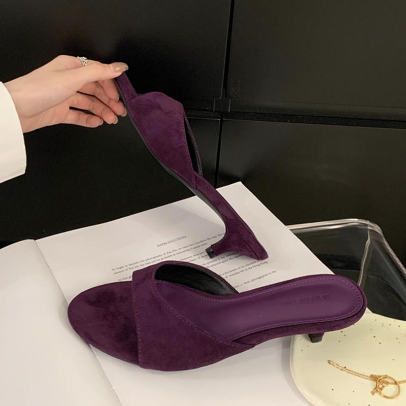 

Мода Bailamos 2025 Лето Новые Женские Шлепанцы Мода Низкий Каблук Дамские Элегантные Слайды Открытый Носок Уличные Платье Сандалии Обувь Мухер 39 фиолетовый