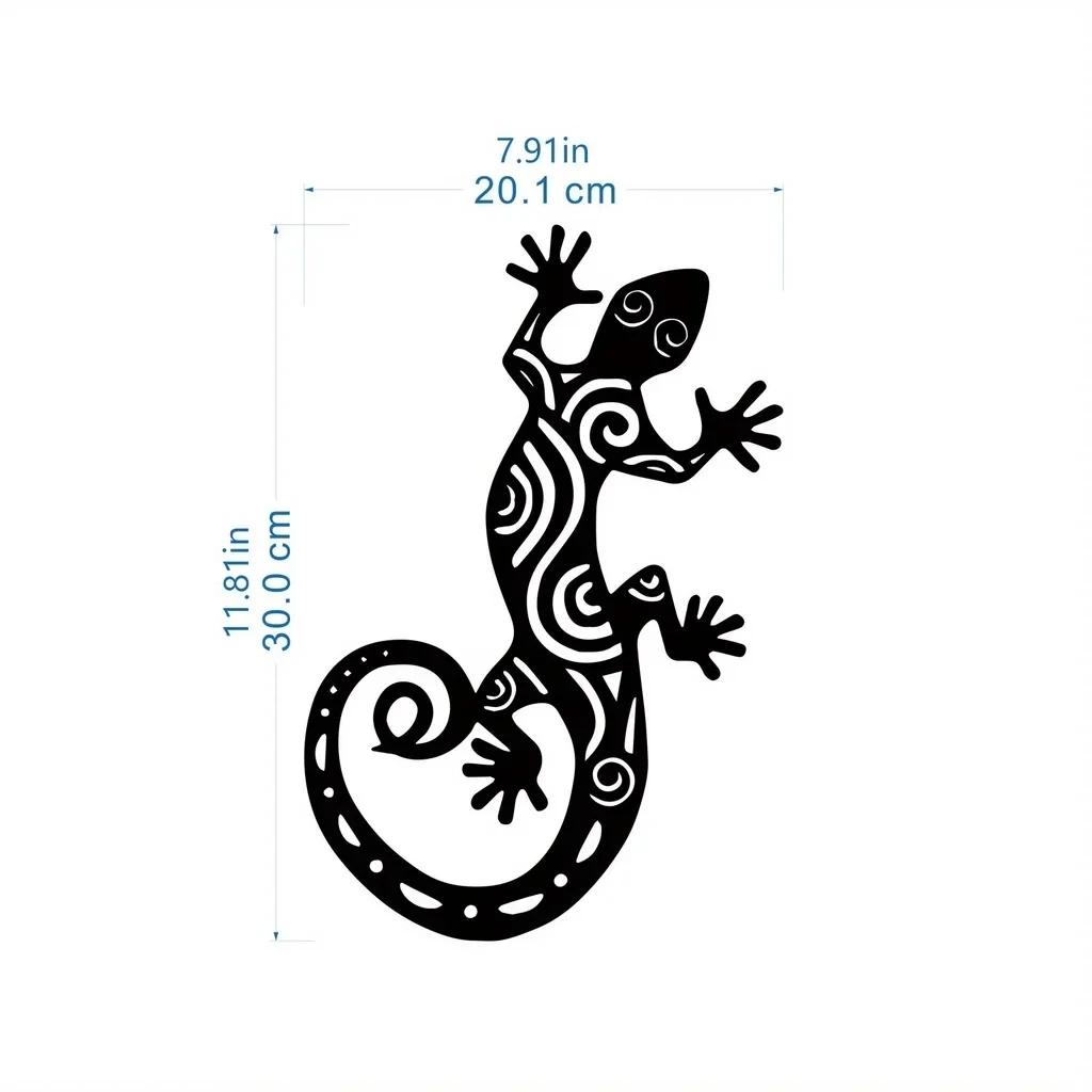 Metal Gecko Wall Decoration, 1pc Metal Wall Art Lizard 3D Wall Silhouette Metal Wall Decor, Bedroom Living Room Decor