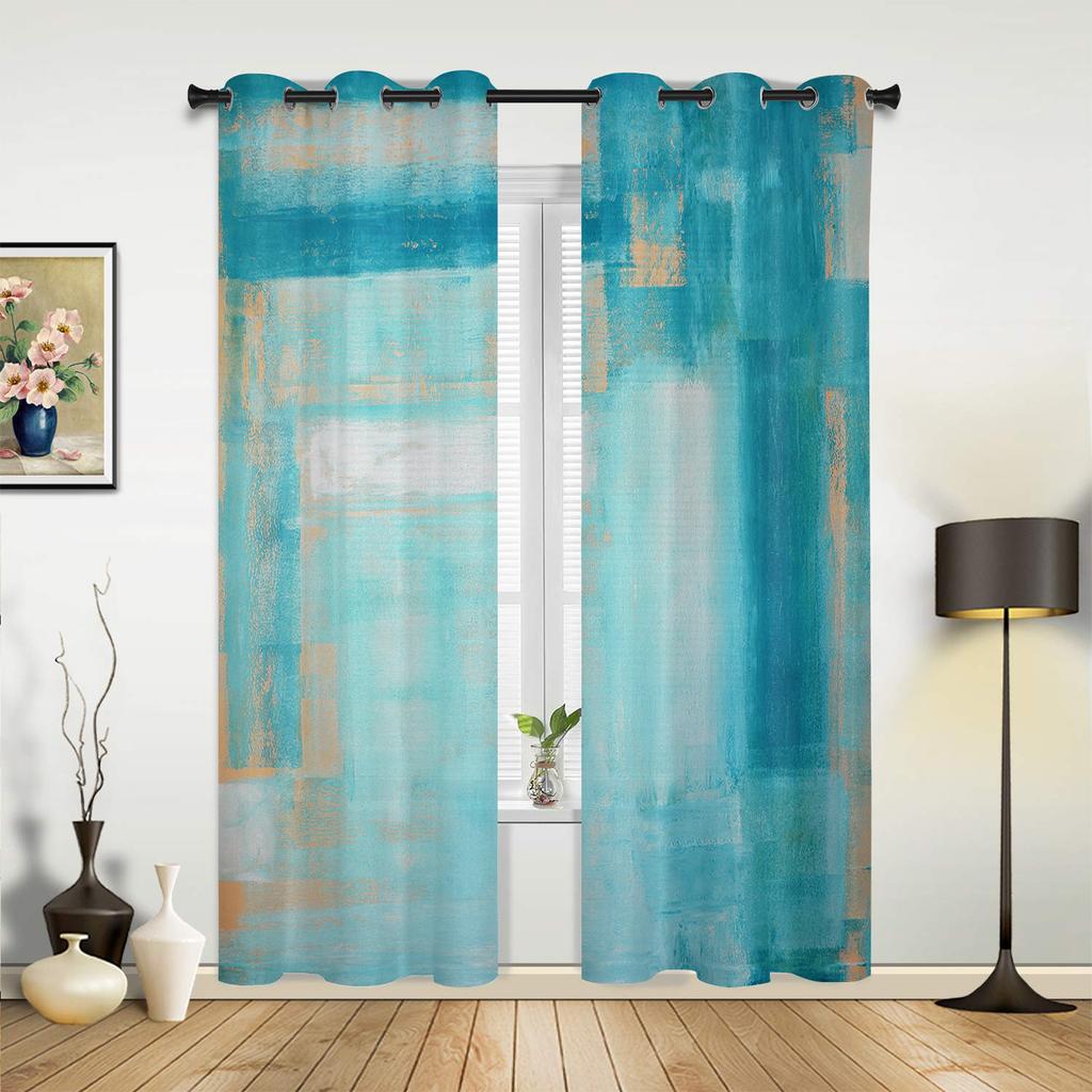 Oil Painting Abstract Hand Painted Vintage Curtains for Bedroom Living Room Drapes Kitchen Kid's Room Window Curtain Home Decor