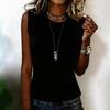 Ärmelloses Damen-Tanktop mit Rundhalsausschnitt, figurbetont, Basic, weich, dehnbar, Pullover, lässiges einfarbiges Shirt für den täglichen Gebrauch, zum Schichten