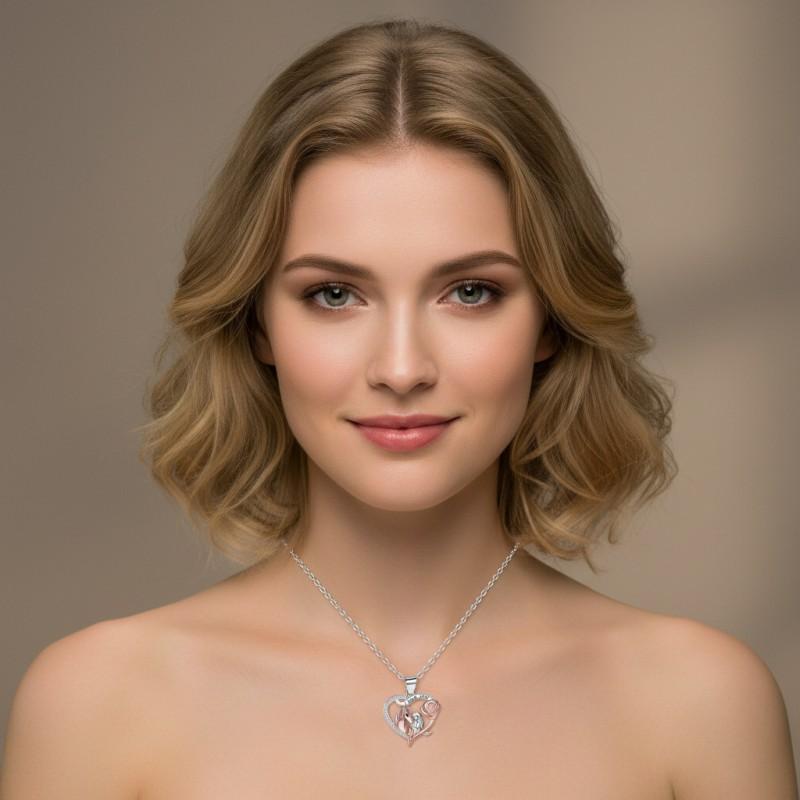 Roségold Pferdeanhänger Halskette Damen Elegant Kreuzkette Choker Leichter Luxusschmuck Tägliches Tragen