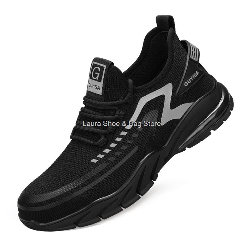 Fashion Guyisa New Safety Shoes Men Air Cushion Work Sneakers Steel Toe Puncture Proof Men's Work Safety Boots Male Protective Footwear
