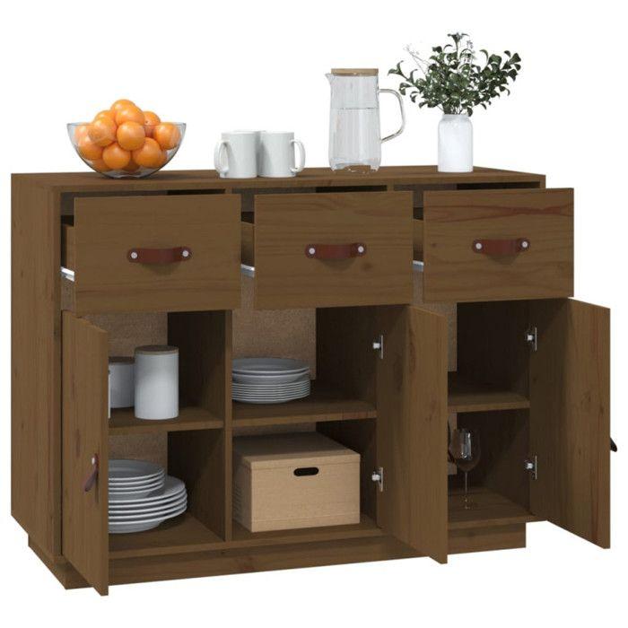 820150 vidaXL Buffet Honey Brown 100x40x75 Cm Solid Pine Wood