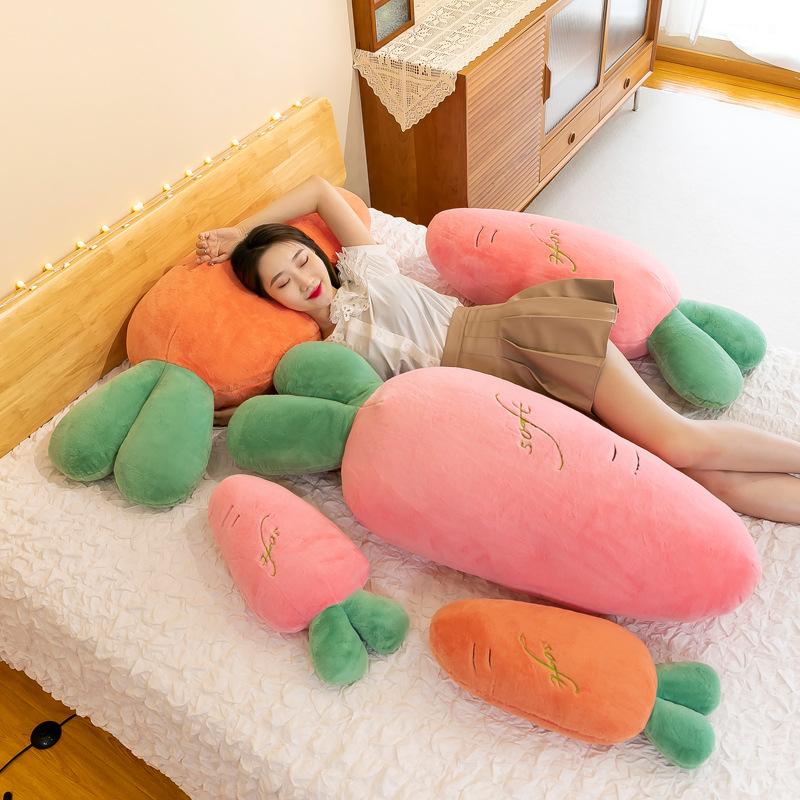 Large Fruit Pillow Rabbit Hair Carrot Long Pillow Girls Children's Bed Pickle Plush Toy Sleeping Pillow