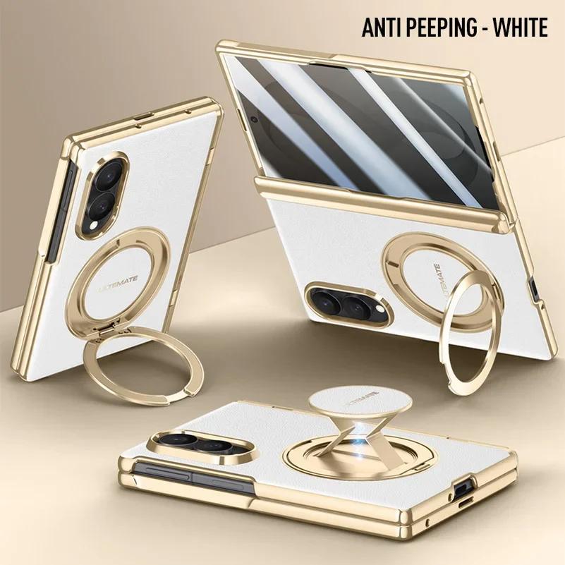 Supporto Magnetico Metallico con Cinturino da Polso Custodia per Telefono 2-in-1 per Samsung Galaxy Z Fold 8 Fold8 Ultra Copertura Anteriore in Pelle Schermo in Vetro
