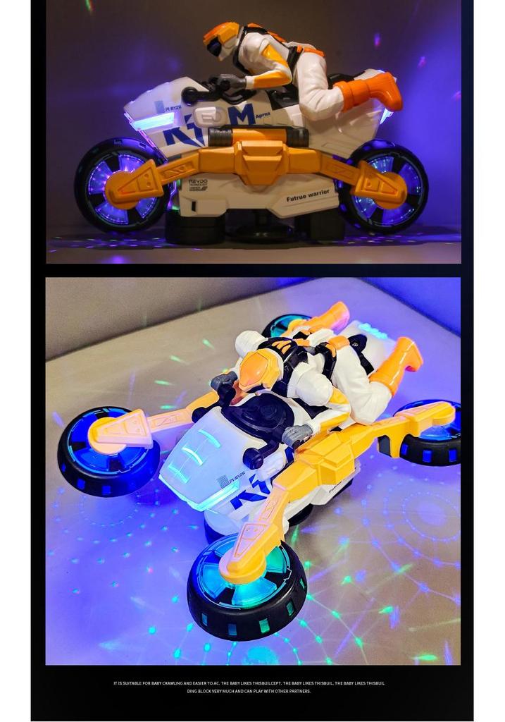 Transforming Motorcycle Warrior Toy with Lights and Music