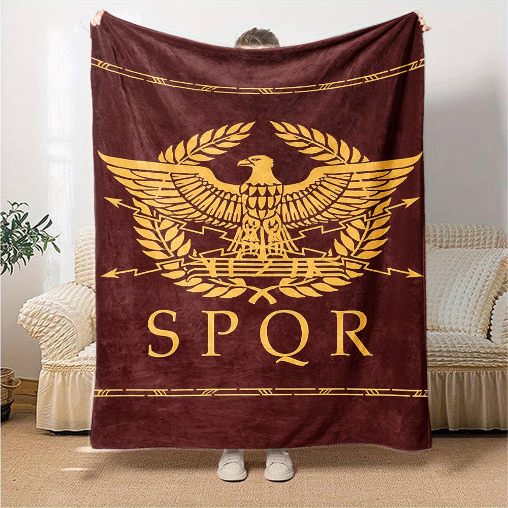 1pc Eagle SPQR Throw Blanket Soft Flannel, Cozy All Season Polyester Perfect for Home, Office