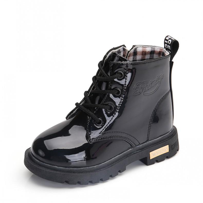 Kids' Non-slip Leather Ankle Boots - Autumn/Winter Velvet-Lined for Boys and Girls