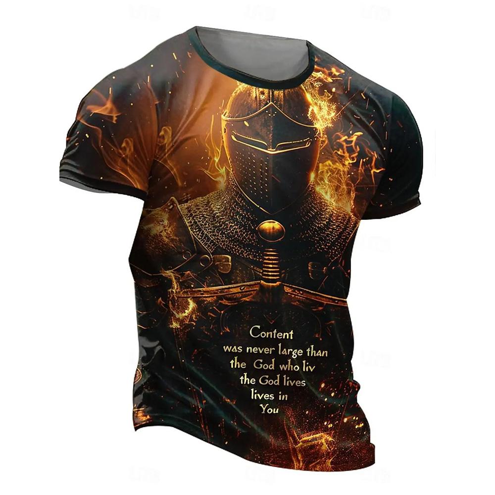 Summer Graphic Templar Cross Knights Templar Fashion Men's 3D Print T Shirt Tee Street Sports Outdoor T Shirt Summer Crew Neck S