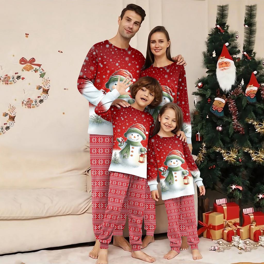 Family Matching Print Sets Pajamas Loungewear Outfits Family Matching Long Sleeve Tops+Pants Set