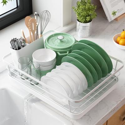 Kitsure Dish Drainer Dish Drainer with Cutlery Dish Drying Deep X White - Space-Saving Box, Rack, 30.5cm 39.6cm Wide,