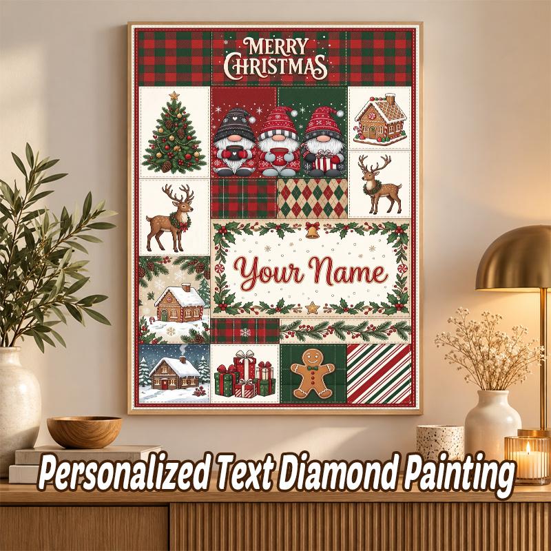 Christmas Custom Name Text 5D Diamond Painting Kit DIY Full Drill Diamond Art Decoration