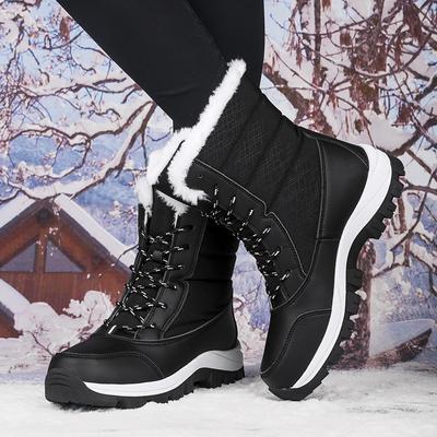 Damen Casual Schneestiefel Winter Warm Plüsch Übergröße Outdoor Arbeitsstiefel Mode Bequem Rutschfest Weich besohlt Wanderstiefel