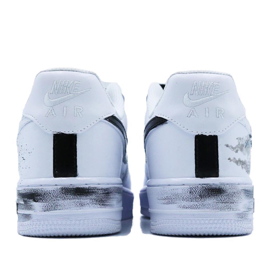 Nike Air Force 1 Ink Wash Carp Slip Resistant Abrasion Resistant Low Top Skateboard Shoes Unisex Black White CW2288-111(Team779- )