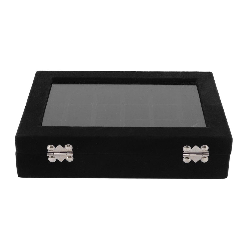 24 Grid Earring Storage Box Fashion Jewelry Display Tray with Transparent Lid for Stud Earrings Rings Black