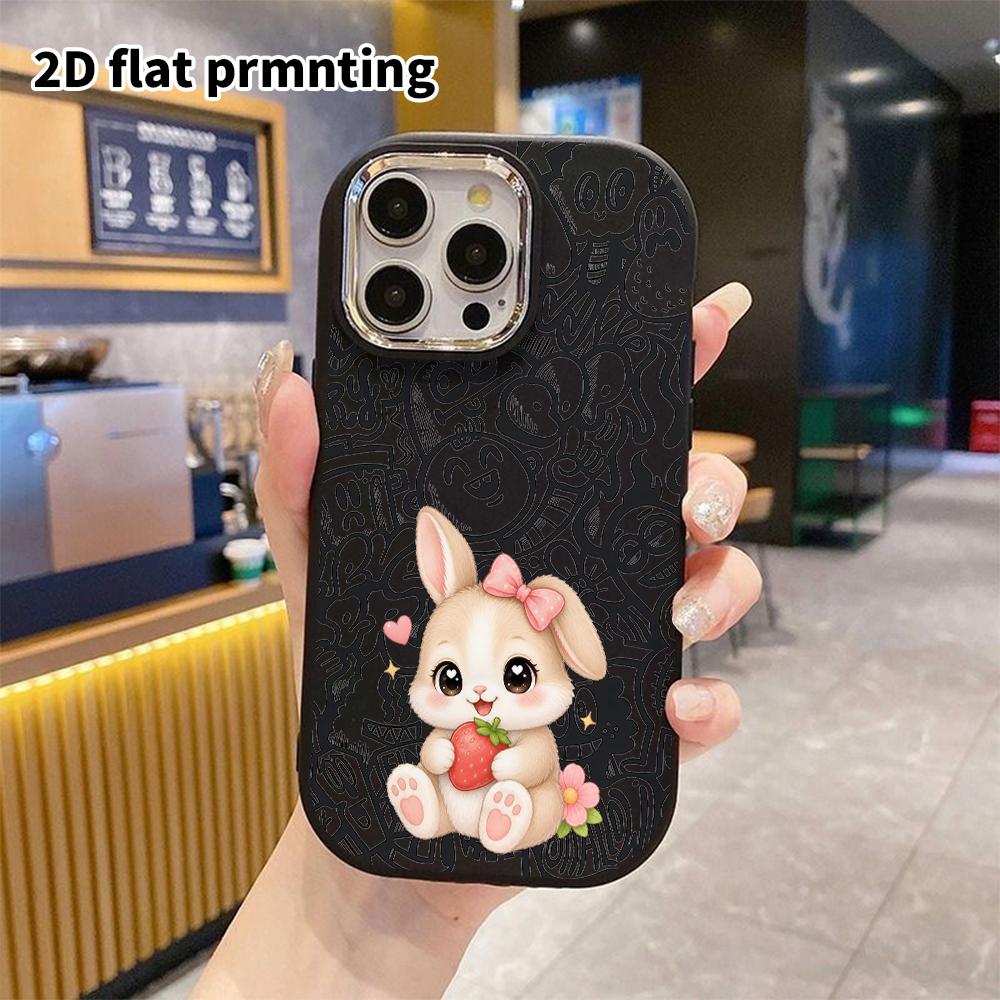 Phone Case: 2D Flat Design Suitable for iPhone 18 17 16 15 14 13 Pro Cases, Couple Style, Light Brown Little Rabbit, Christmas and Halloween Gift