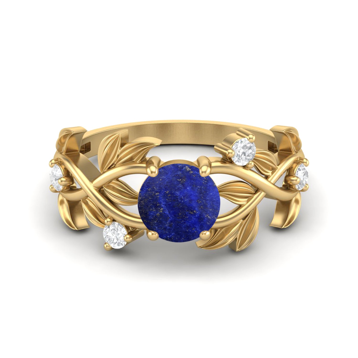 

6MM Round Lapis Gemstone 925 Sterling Silver Gold Plated Solitaire Ring 11 жовтий