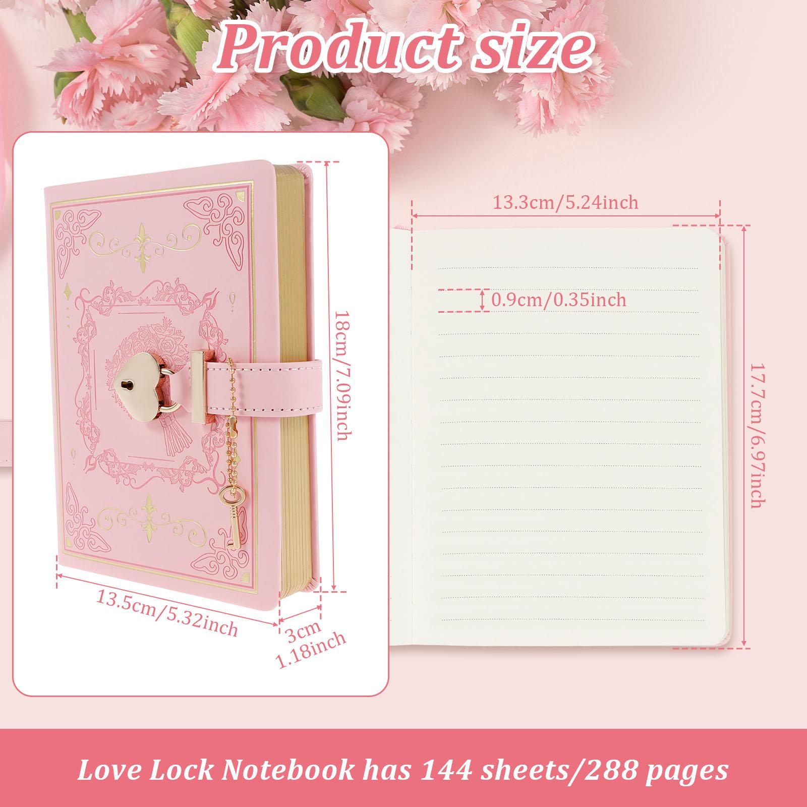 1Pc Creative Notebook Portable Leather Diary with Lock and Key Cute Diary Lock Journal 288/360 Pages Notebook for Kid Teen Girls