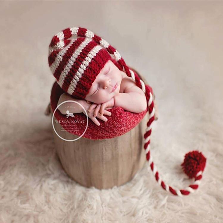 Winter Baby Long Tail Pom Pom Hat - Photography & Christmas Props for Children