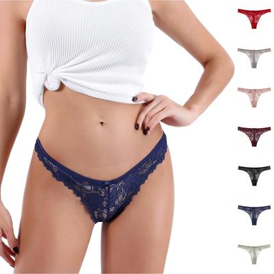 Women's Solid Color Lace Sexy Low Waist Seamless Breathable Bow Panties