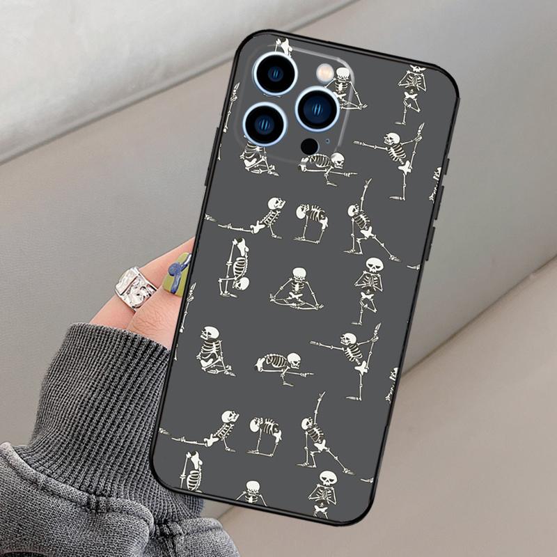 Skelett Yoga Handyhülle Für iPhone 16 15 13 12 11 14 Pro Max 15 16 Plus 12 13 mini XR 16e Funda Cover
