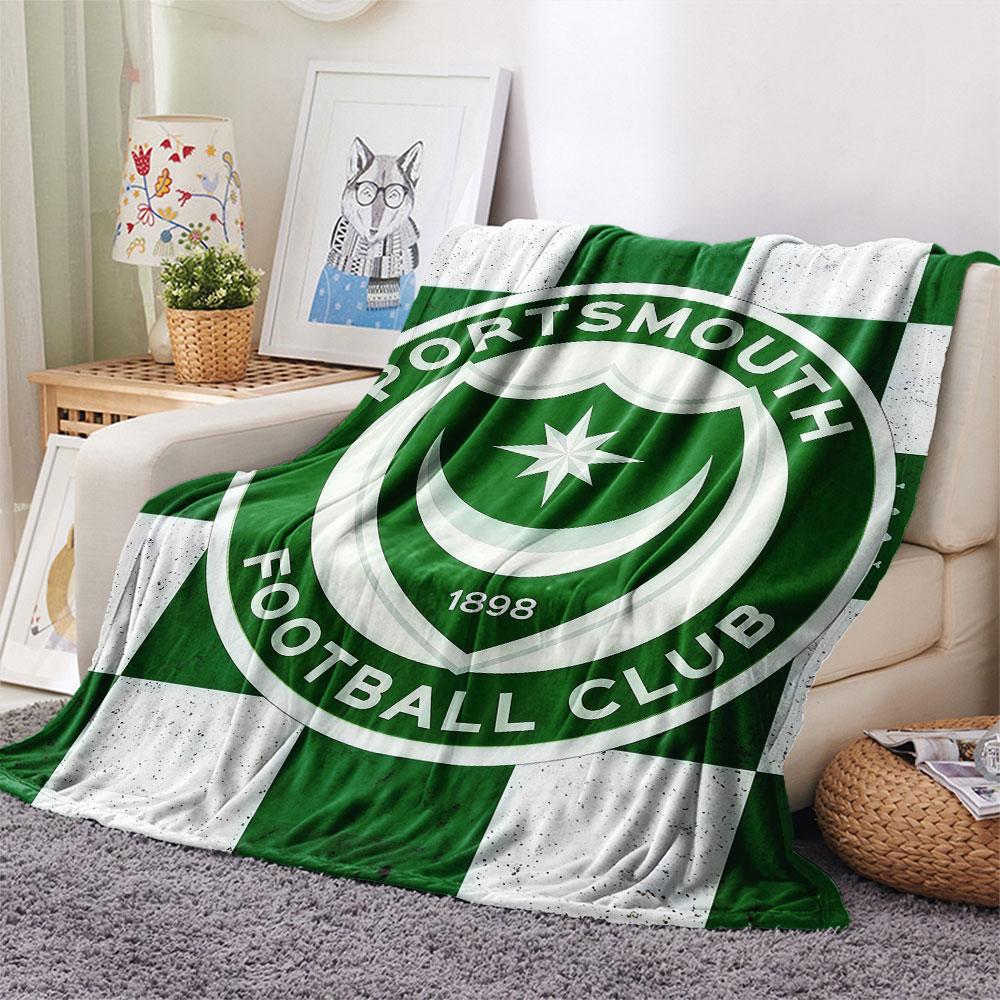1PC Portsmouth Football Club Patterned Flannel Blanket Suitable For All Seasons for Home Decor Warmth and Comfort Gifts Holiday Present