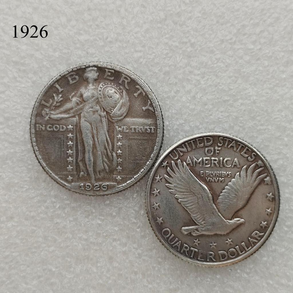 Antique American Liberty 25 Cents Coin, 1916-1930, Optional Brass or Silver Plated