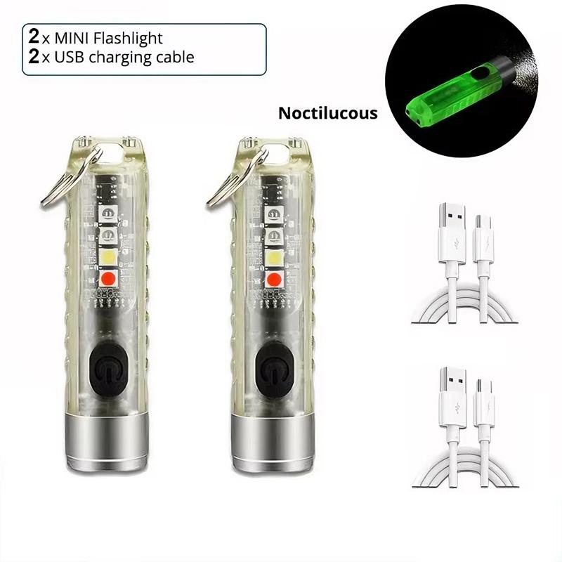 Mini Keychain Flashlight Type-C Fast Charging IP65 Waterproof Torch Lamp With Magnet Multifunction Warning Camping Flashlight