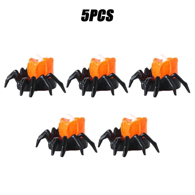Halloween Decorations LED Candle Light Plastic Spider Pumpkin Lamp for Home Bar Haunted House Halloween Party Decor Horror Props