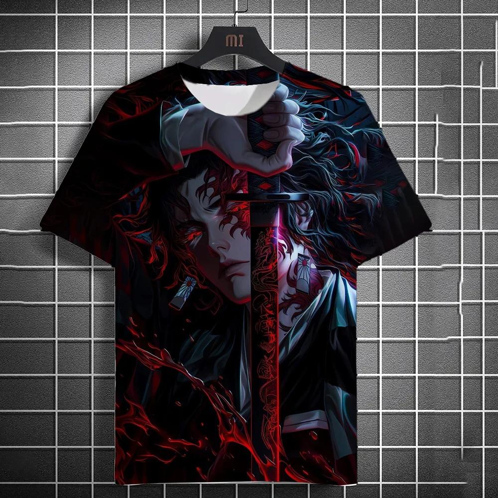 Japanese Graffiti Anime 3D Printed Fashionable Casual Short Sleeved Men's T-shirts - Soft Medium Stretch Polyester Fabric Summer Relaxed Fit Clothing