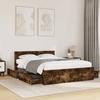 VidaXL Bed Frame with Headboard Smoked Oak 120x200 Cm, Bedroom Furniture, Double Bed, Slatted Base, Bed, Frame of 3295573